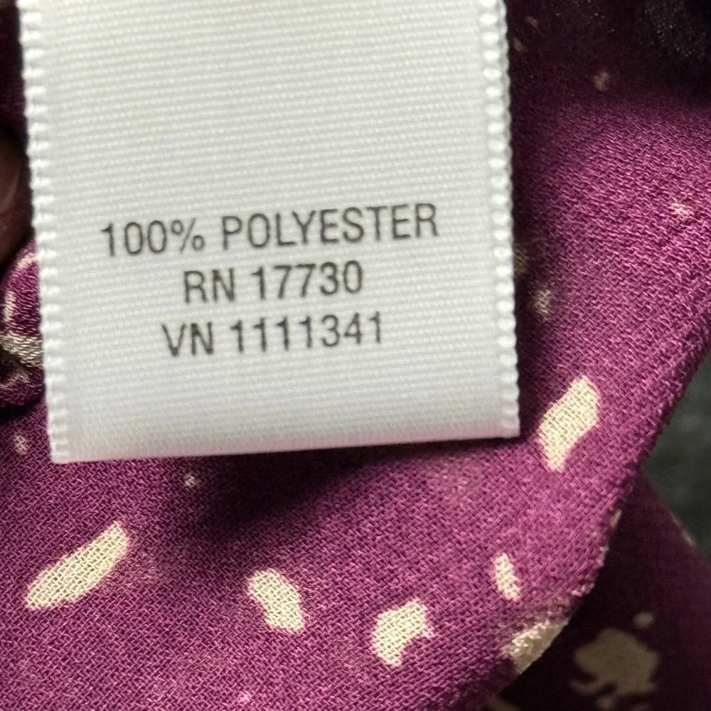 Converse One Star Womens‎ XL Purple Abstract Print Henley Blouse Top